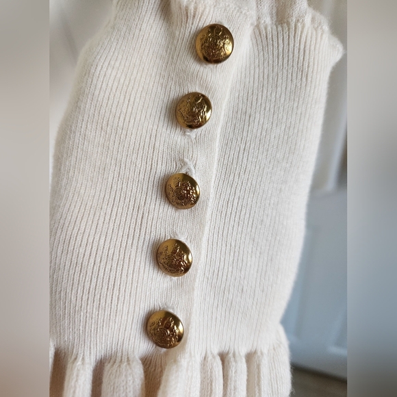 Lauren Ralph Lauren Knit V-Neck Sweater Ruffle Sleeves Gold Button Accents 1X - Picture 3 of 10